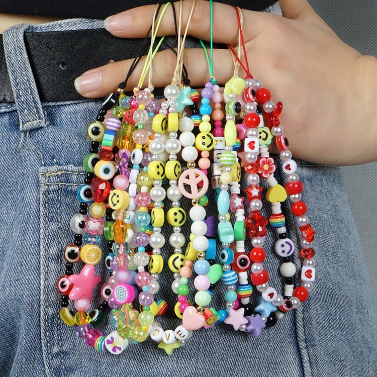 Fashion Jewelry Hand Made Universal Mobile Cell Phone Chain Bracelet Holder Bead Straps Lanyard For All Smartphone Phone Case