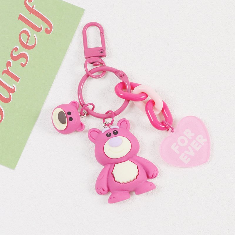 Hot Pink Bear Cartoon Customized Lanyard Cord String Strap Universal Mobile Charm Hook Cell Phone Charms Beads