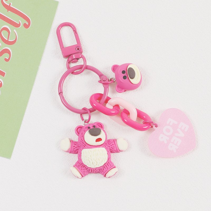 Hot Pink Bear Cartoon Customized Lanyard Cord String Strap Universal Mobile Charm Hook Cell Phone Charms Beads