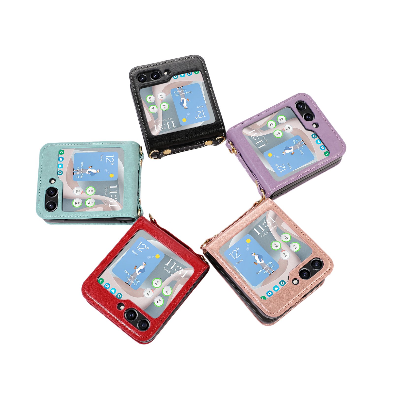 new arrival shoulder strap pu leather case for samsung Z flip 5 fold 5 credit card slot phone case for samsung z fold 4 z flip4