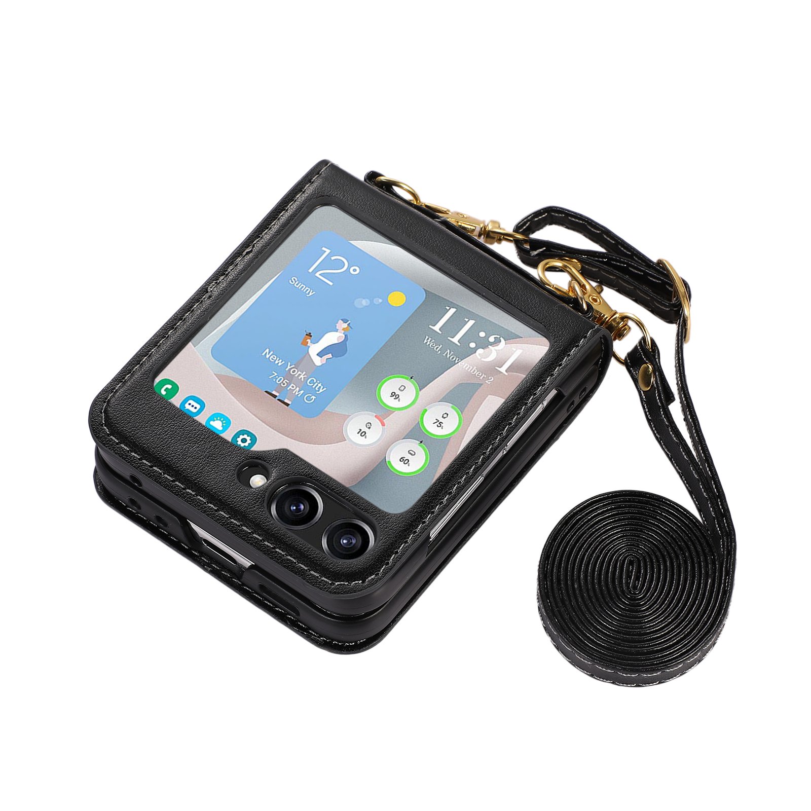 new arrival shoulder strap pu leather case for samsung Z flip 5 fold 5 credit card slot phone case for samsung z fold 4 z flip4