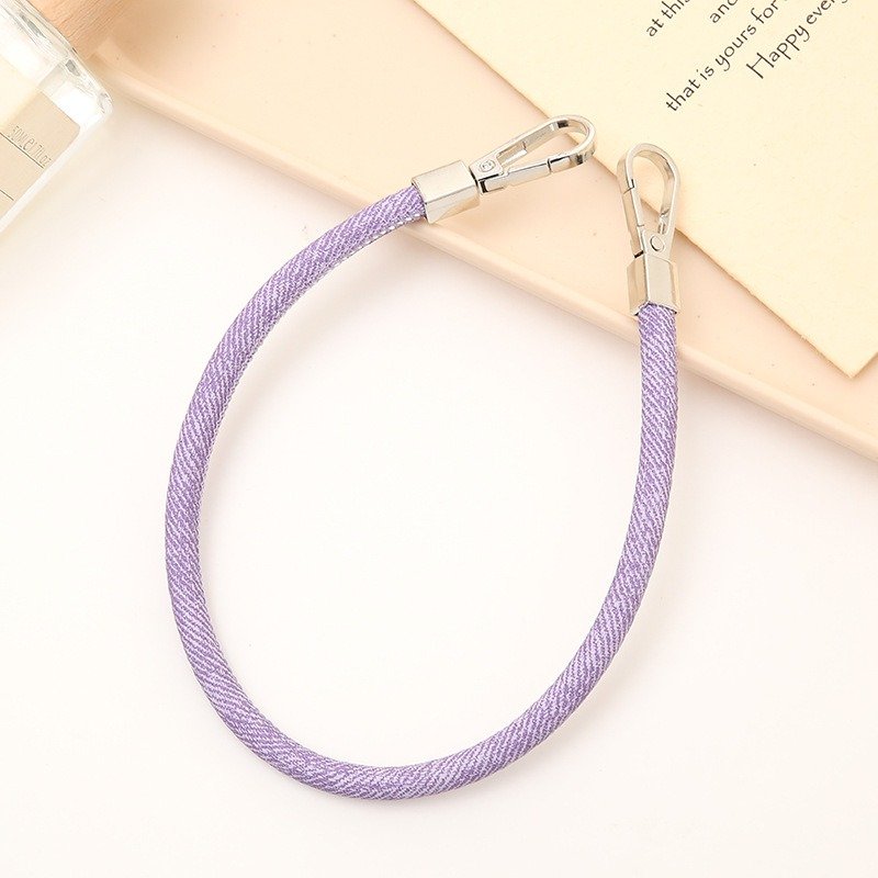 New Fabric Mobile Phone Lanyard Short Wrist Straps Hanging Accessory Anti Lost Rope 2 Buckles Denim Hand-Held Cellphone Chain