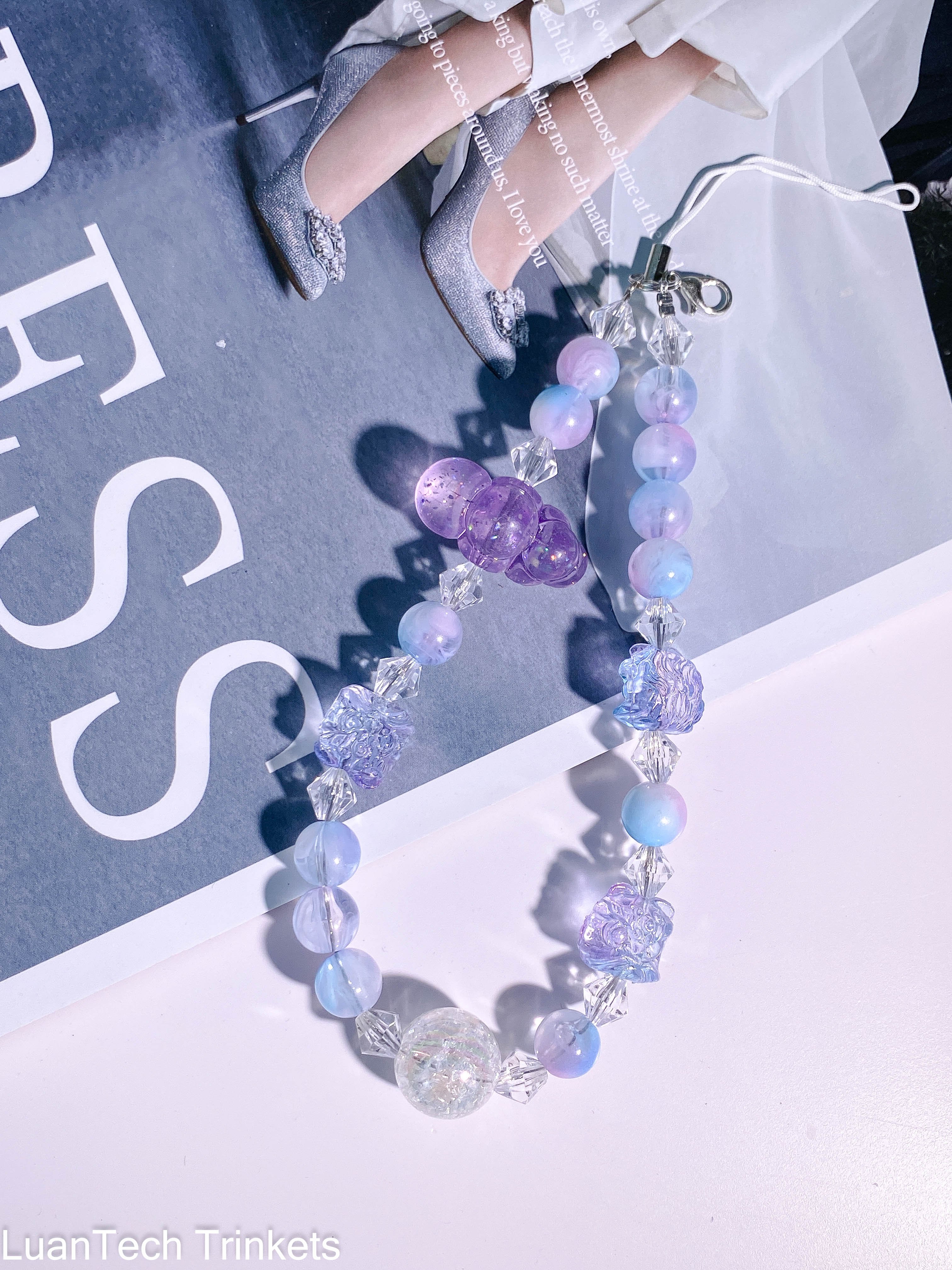 New Style Floral Glass Bracelet Female Ins Design Fairy Sweet Girlfriends Colorful Phone Rope INS Korean Bead Chain