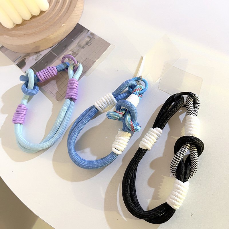 Colorful Short Mobile Phone Lanyard Telephone Bracelet Charm Nylon Braided Rope with Patch Anti lost Wrist Phone Strap Wholesale