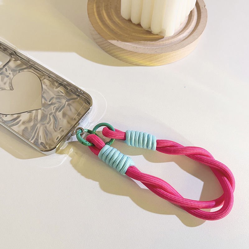 Colorful Short Mobile Phone Lanyard Telephone Bracelet Charm Nylon Braided Rope with Patch Anti lost Wrist Phone Strap Wholesale