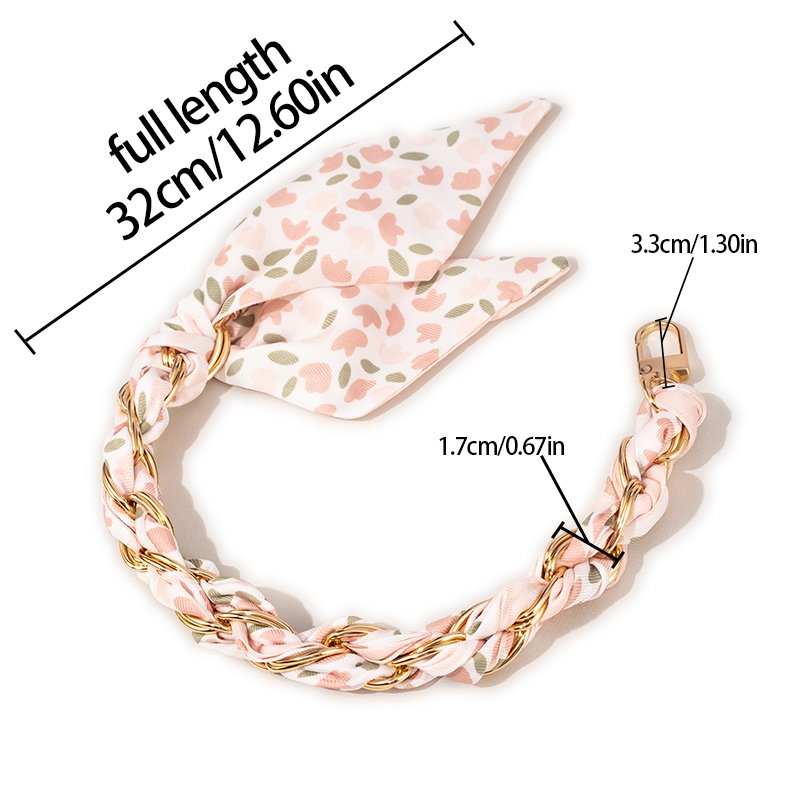 Custom printed silk scarf bag decorative drop resistant phone chain Gold and silver chain bag accessories wallet phone case