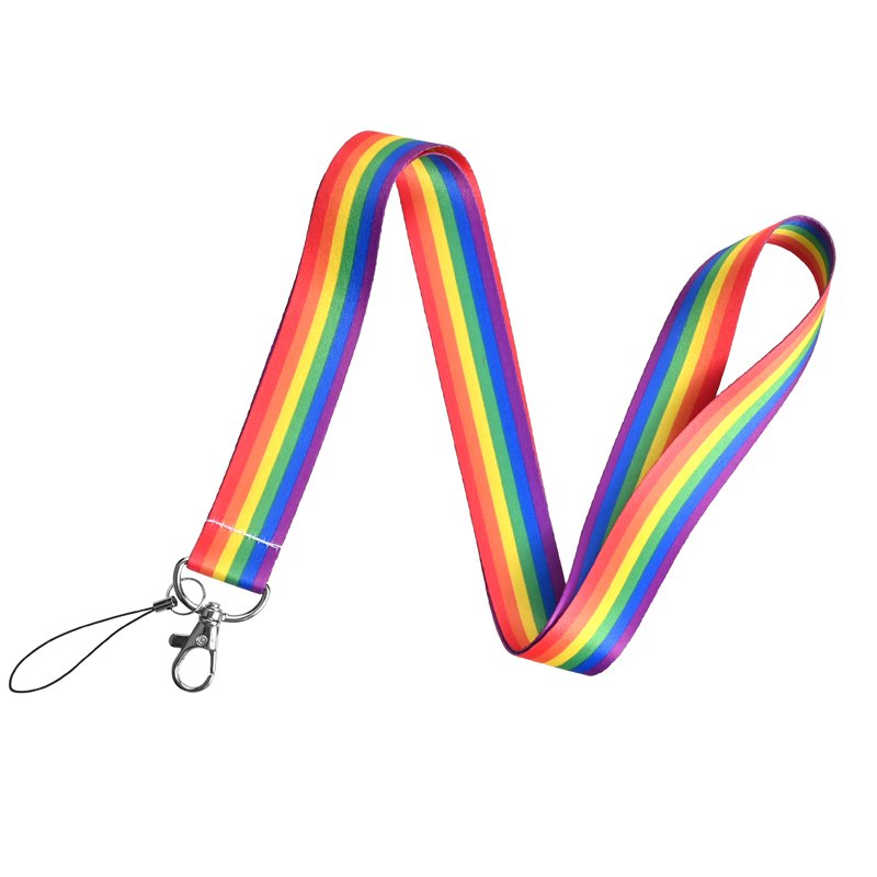 Wholesale Gay Pride Design Neck Lanyard Rainbow Keychain Polyester Strap For ID Holder Satin Lanyard