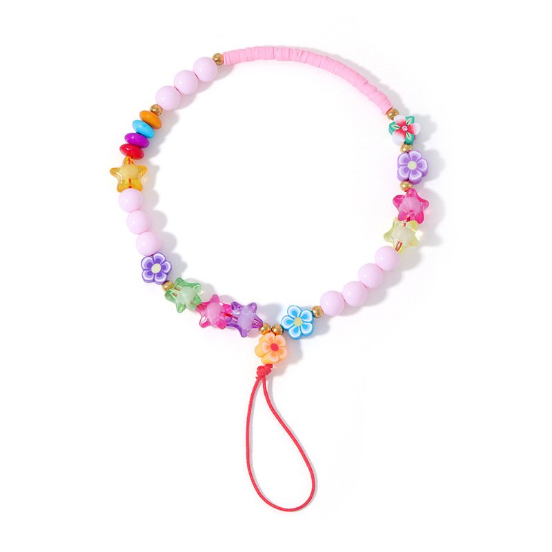 Hot Selling Multi Colorful Phone Straps America Handmade Initial Letter Heart Beads Style Mobile Phone Chains beads For Women