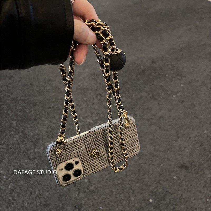 2024 Camellia Gold Ball Crossbody for Apple 14 Case 12 Women 13 Fall Resistant iphone15 Premium Sense 11 Trend xr