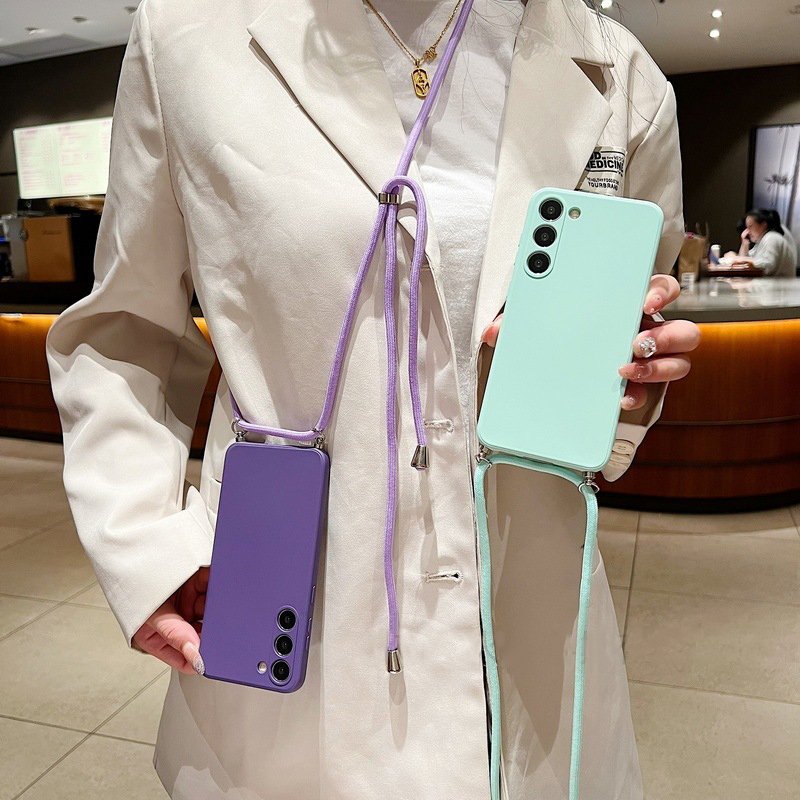 Cross Body Strap Silicone Phone Case For Samsung S24 Ultra Lanyard Strap Silicone tpu phone case for samsung A55 A15 A72
