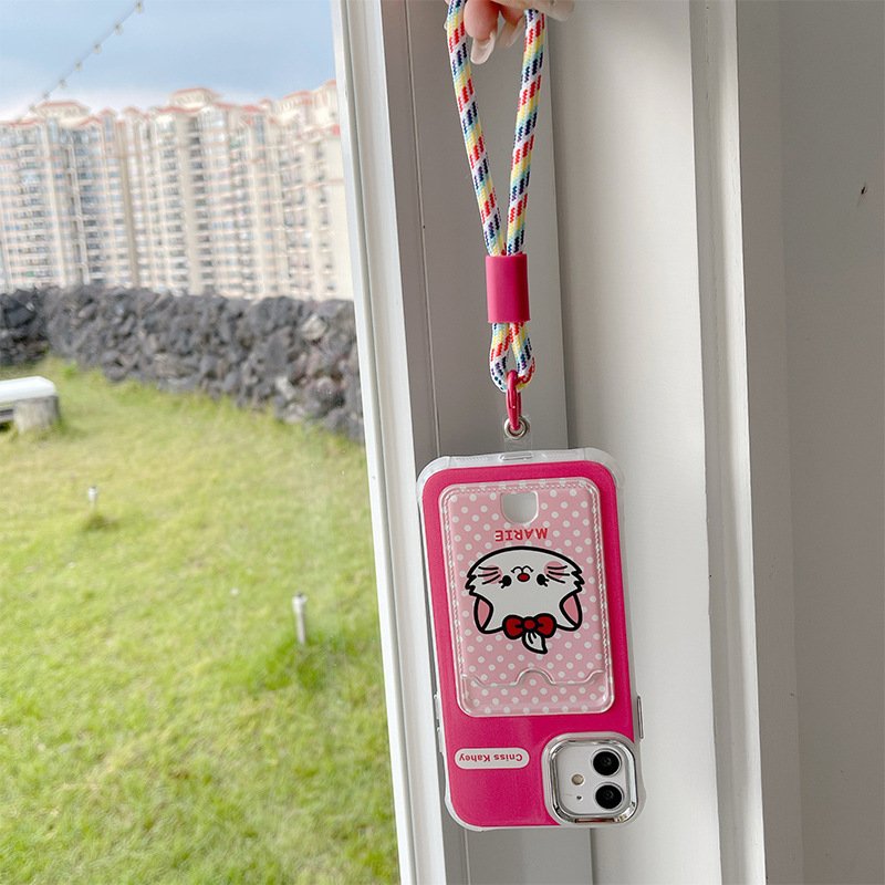 Universal Nylon Lanyard Phone Case with Colorful Short Wrist Strap Twist Braids Keychain Charm Made of Polyester