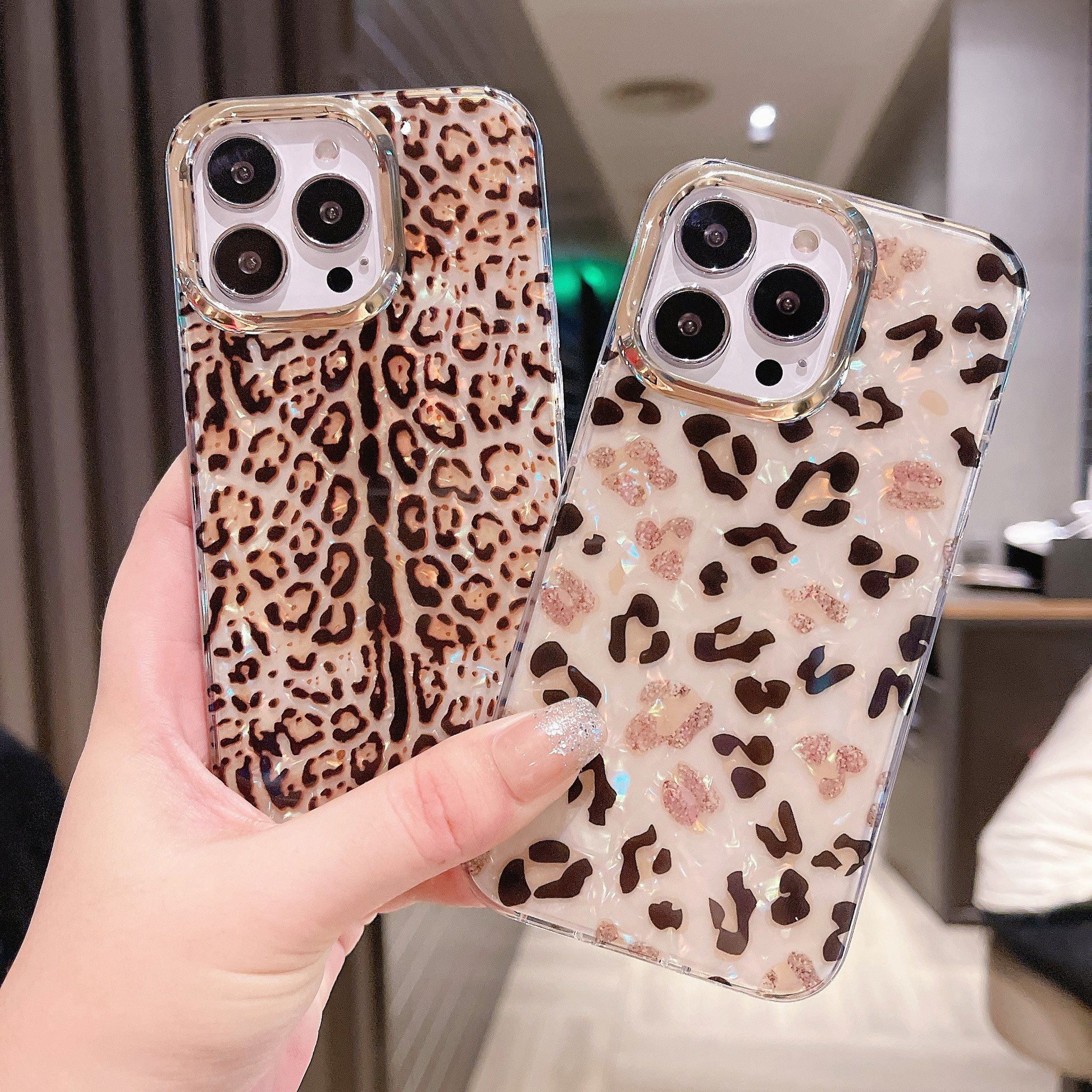 New Double sided IMD plating color shell print leopard print fish scale Phone Case For iPhone 15 14 Pro Max 13 12 Pro 11 Xsmax