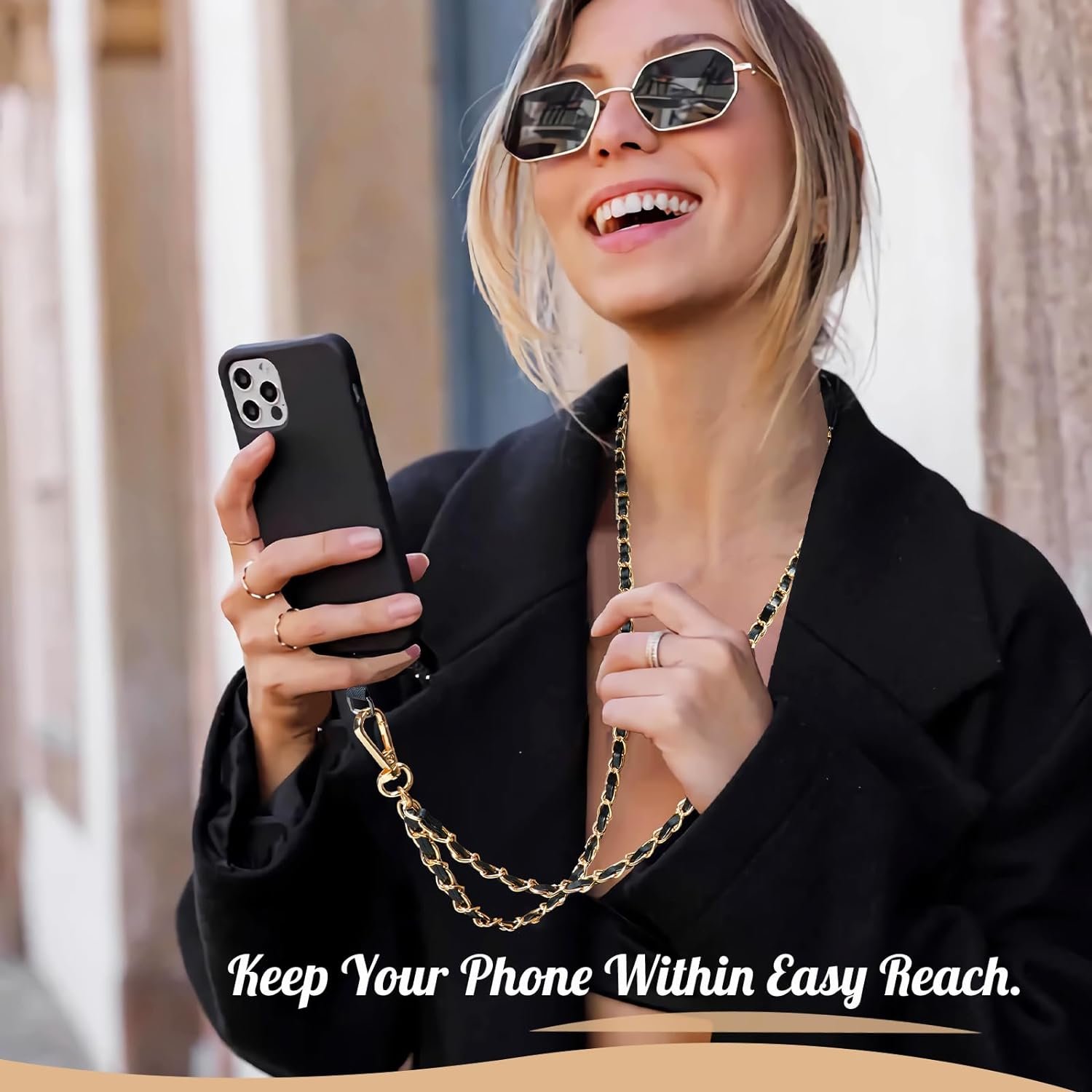 Customized Fashionable Accessories Metal Mobile Phone Chain Crossbody Strap Universal Phone Lanyard