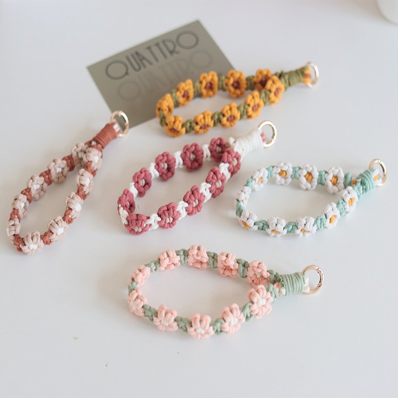 Wholesale Handmade Wristlet Women Macrame Lanyards Sturdy Boho decoration Mobile Chain Phone Strap