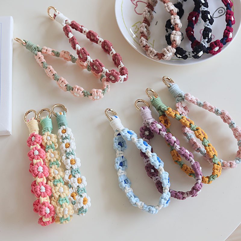 Wholesale Handmade Wristlet Women Macrame Lanyards Sturdy Boho decoration Mobile Chain Phone Strap