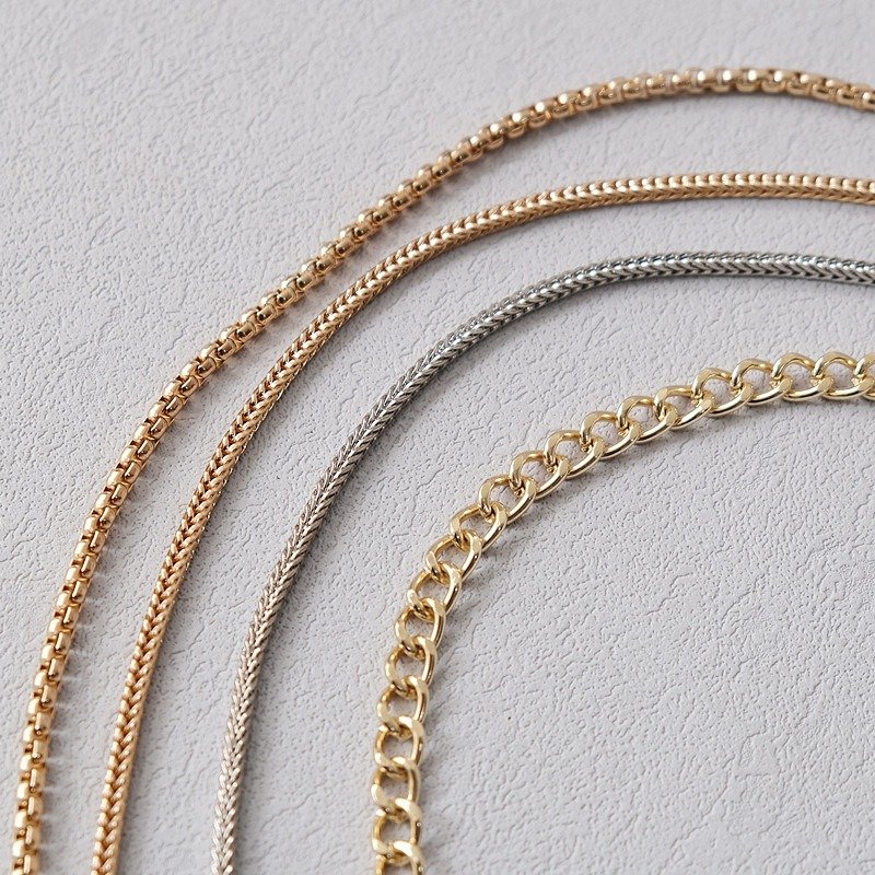 New Gold Silver Metallic Phone Crossbody Necklace 120cm Versatile Bag Chain Handheld Shoulder Chain Mobile Phone Chain Strap