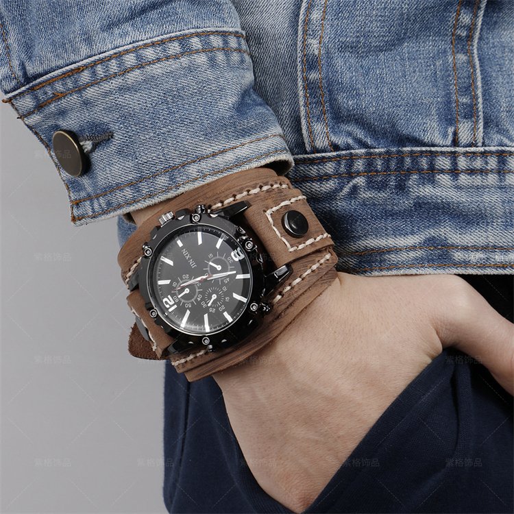 Fashion Vintage Men Watch Jewelry Leather Apple Band Watchbands Adjustable Viking Leather Bracelets Watch Men Accessories