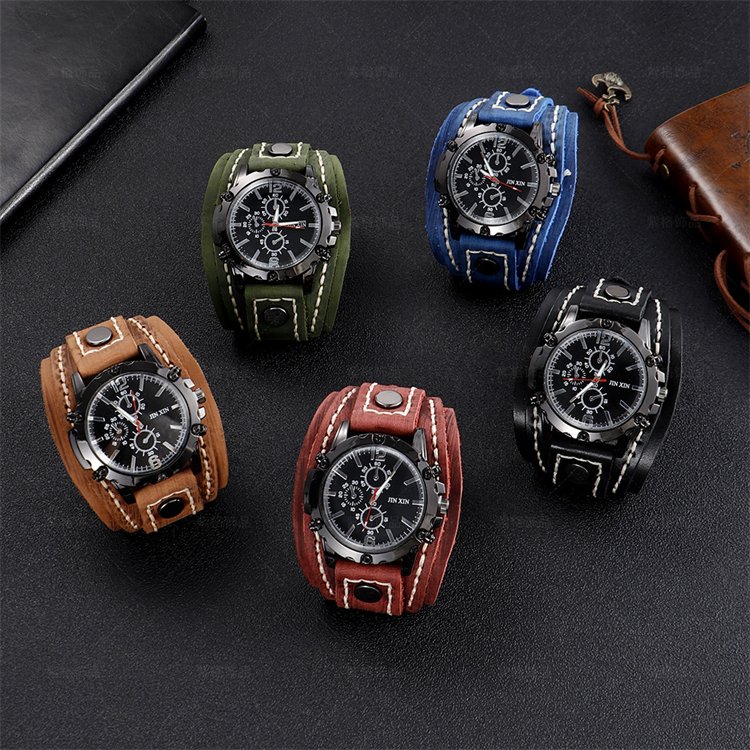 Fashion Vintage Men Watch Jewelry Leather Apple Band Watchbands Adjustable Viking Leather Bracelets Watch Men Accessories