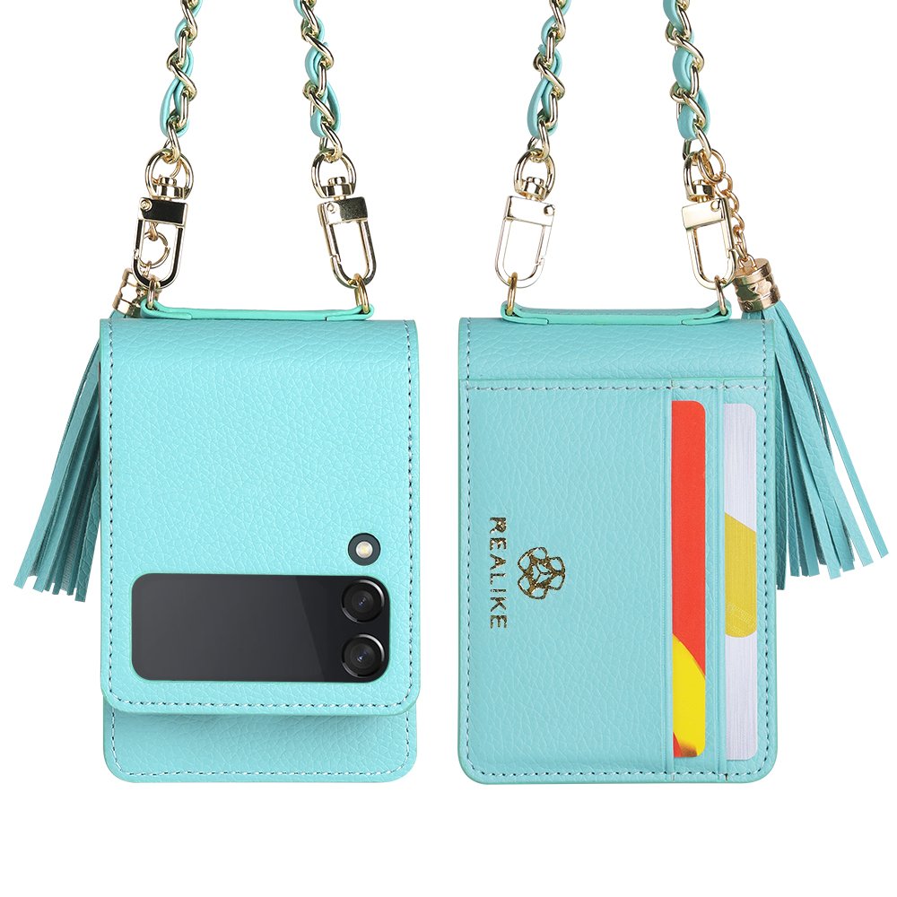 PU Leather Crossbody Lanyard Cover Wallet Case For Samsung Galaxy Z Flip 5 6 Case with Card Holder Metal Wrist Strap