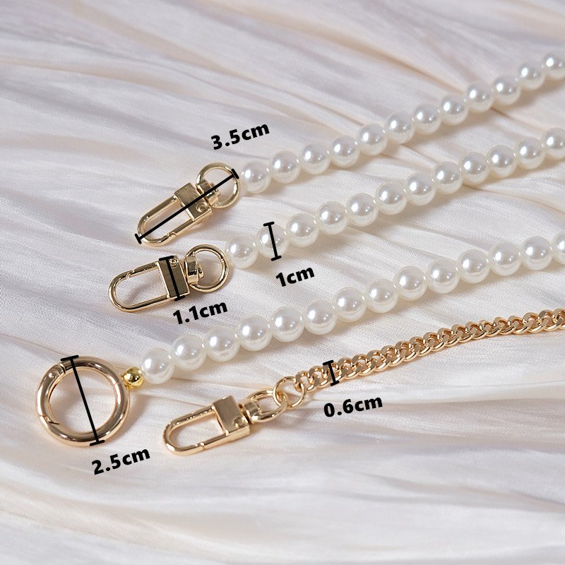 New white pearl mixed metal chain Europe and the United States removable women's bag chain acrylic chain