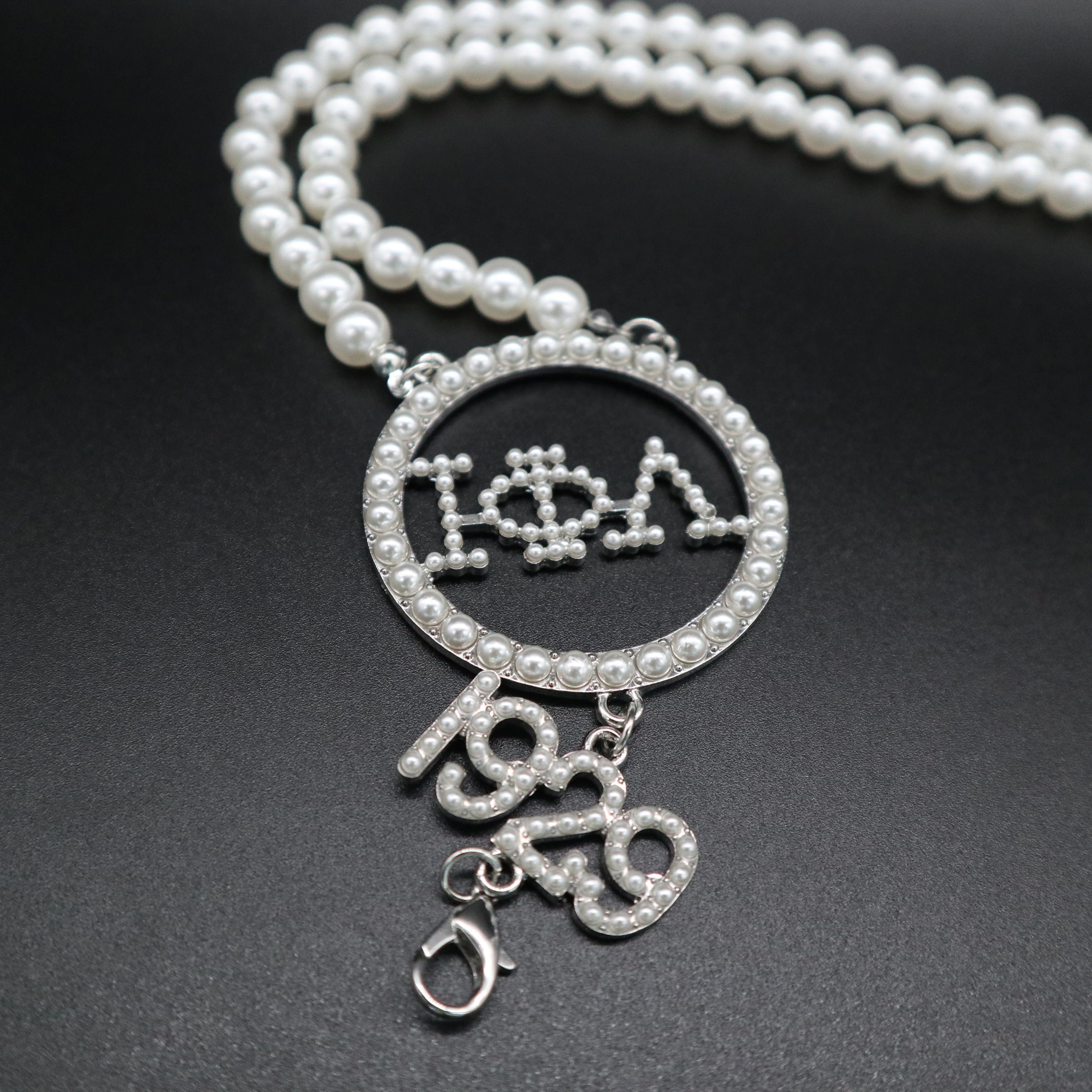 All Groups Sorority Iota Phi Lambda Pearl Neck Strap Lanyard 1929 Brooch Necklace for Phone Case Game Day Wristlet