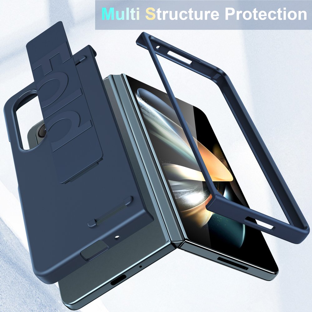 For Samsung Galaxy Z Fold 5 PC Case Matte Hard Back For Galaxy Z Fold 6 Wrist Strap Phone Case With Silicone Handheld Strap