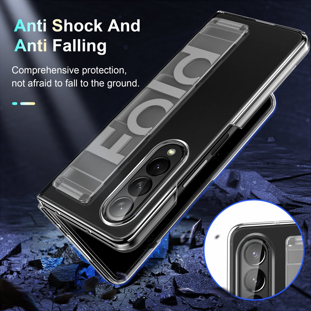 For Samsung Galaxy Z Fold 5 PC Case Matte Hard Back For Galaxy Z Fold 6 Wrist Strap Phone Case With Silicone Handheld Strap