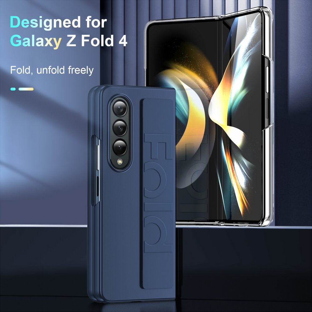For Samsung Galaxy Z Fold 5 PC Case Matte Hard Back For Galaxy Z Fold 6 Wrist Strap Phone Case With Silicone Handheld Strap