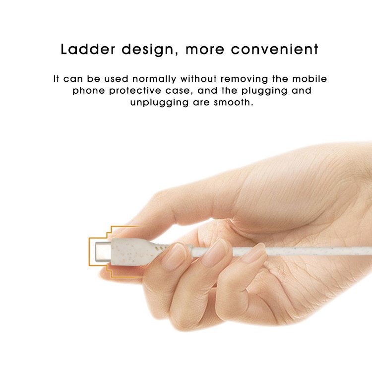 Eco-friendly Biodegradable Name Card Shape Usb Cable Natural Wheat Straw Materials Charger Data Cable