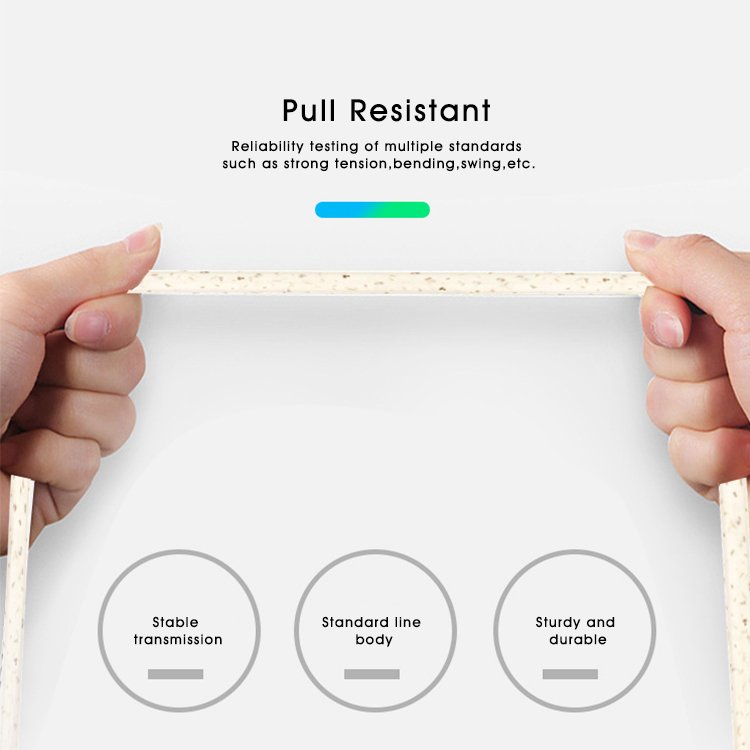 Eco-friendly Biodegradable Name Card Shape Usb Cable Natural Wheat Straw Materials Charger Data Cable