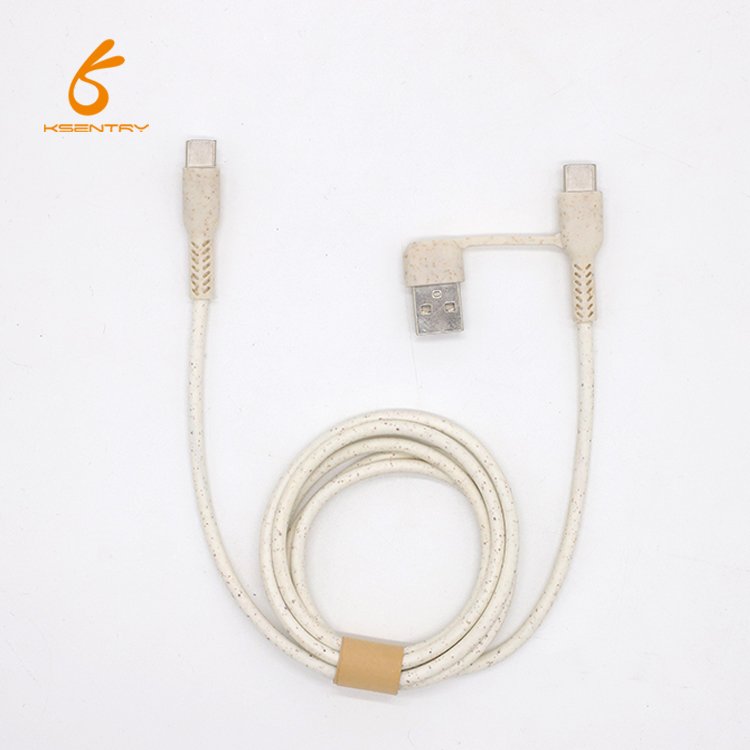 Eco-friendly Biodegradable Name Card Shape Usb Cable Natural Wheat Straw Materials Charger Data Cable