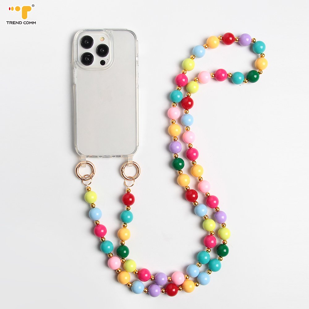 Fashion Trendy Crystal Stone Beads Mobile Phone Chain For Women Girls Cellphone Case Strap Anti-Lost Lanyard Hanging Cord