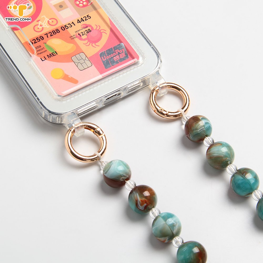 Fashion Trendy Crystal Stone Beads Mobile Phone Chain For Women Girls Cellphone Case Strap Anti-Lost Lanyard Hanging Cord