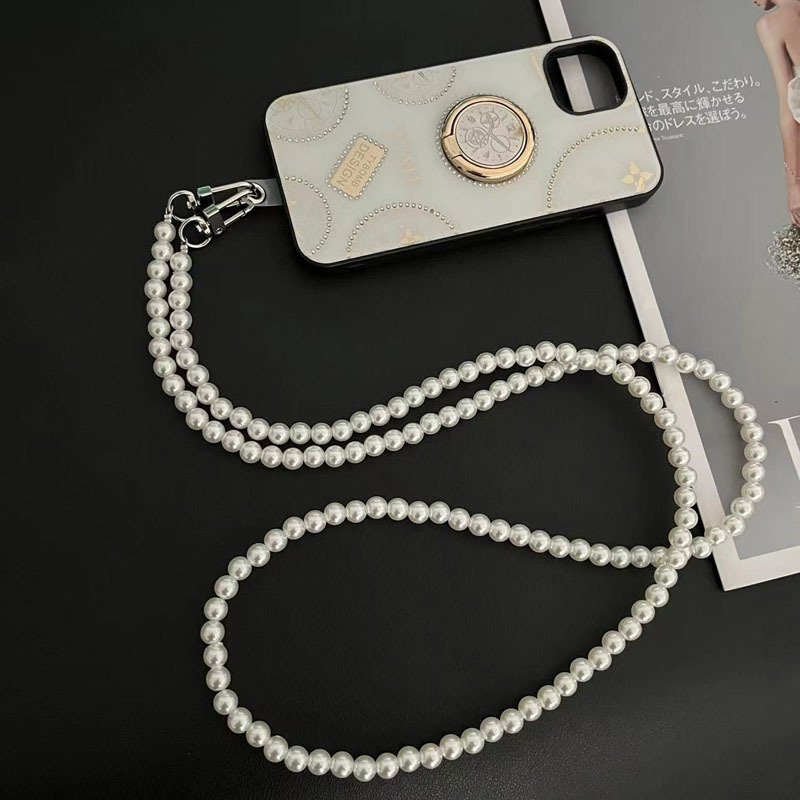 Portable Mobile Phone Lanyard Crossbody Necklace Chain Pearl Strap Anti-lost Charm for Phone Case