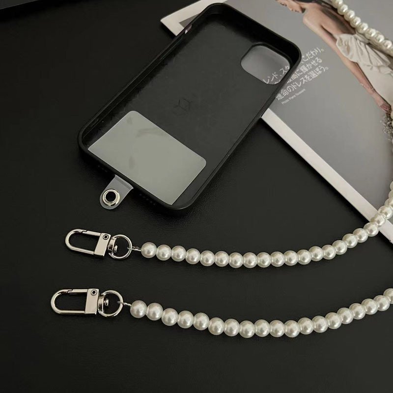 Portable Mobile Phone Lanyard Crossbody Necklace Chain Pearl Strap Anti-lost Charm for Phone Case