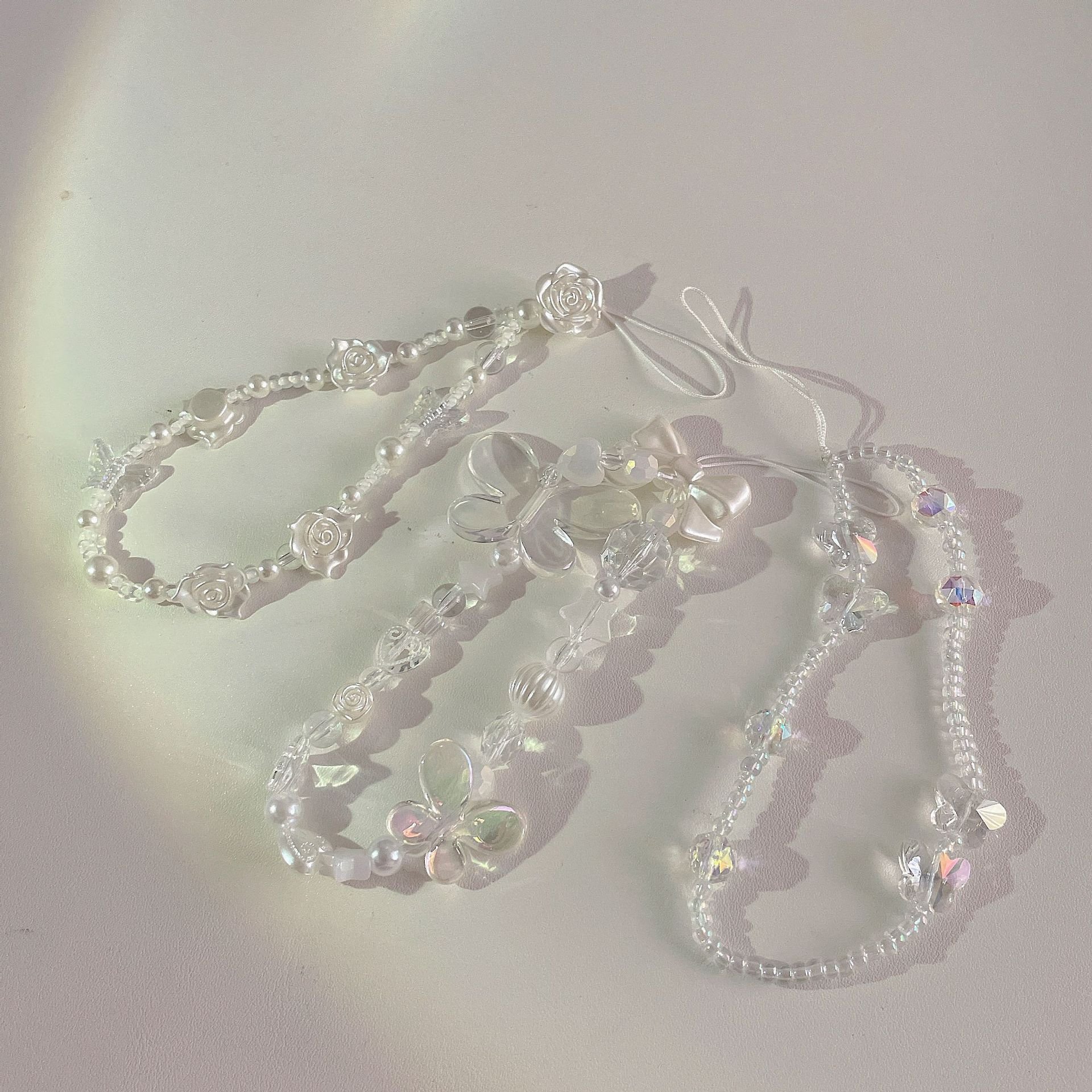 Cute DIY Handmade Beaded Chain Cell Phone Accessories Wrist Lanyard Bags Pendant Keychains Mobile Phone Straps