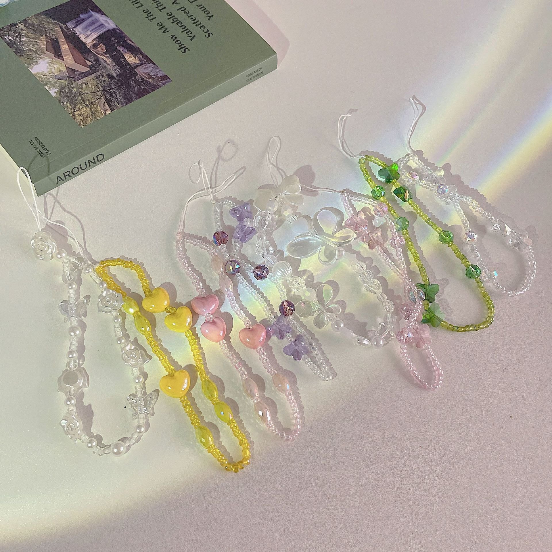 Cute DIY Handmade Beaded Chain Cell Phone Accessories Wrist Lanyard Bags Pendant Keychains Mobile Phone Straps