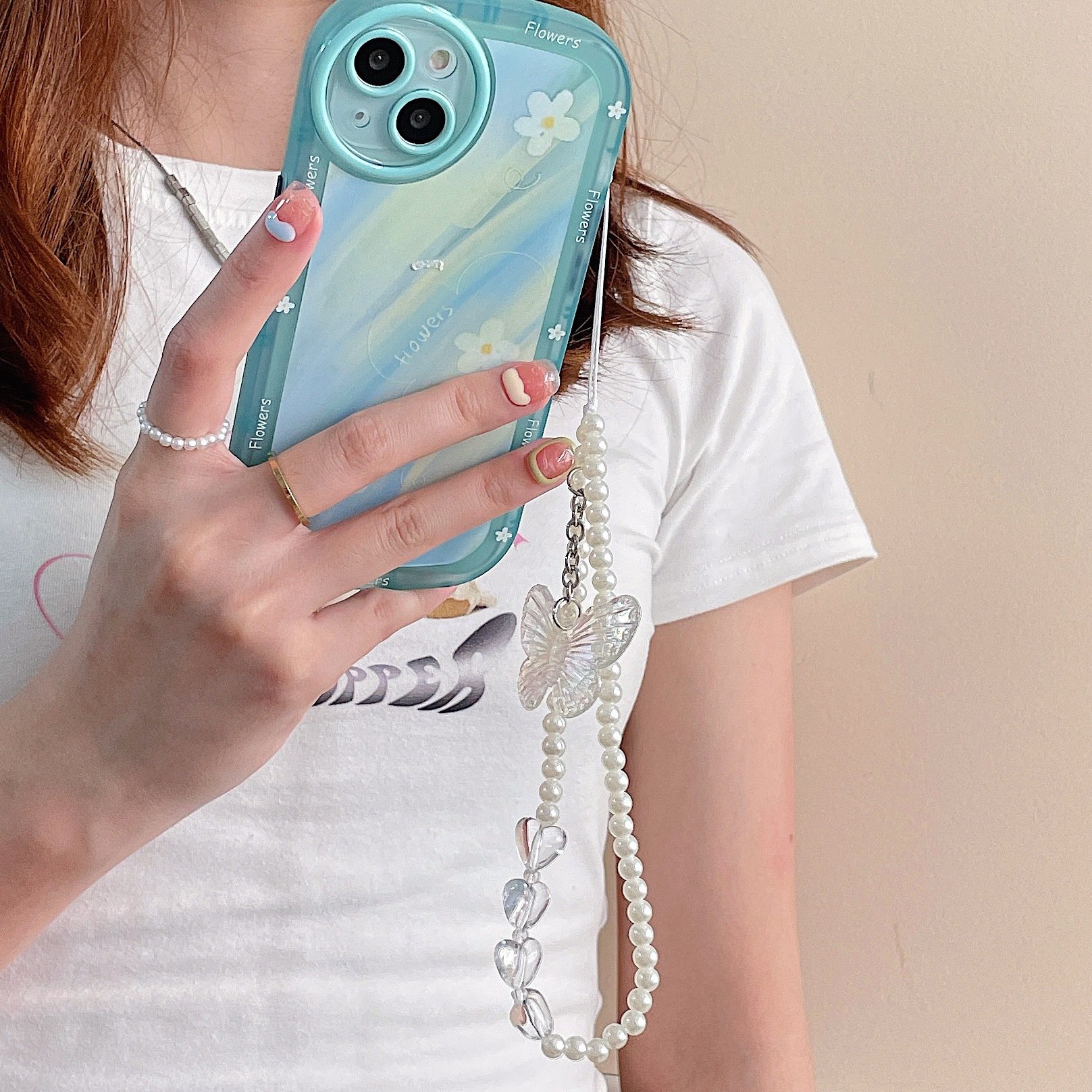 Cute DIY Handmade Beaded Chain Cell Phone Accessories Wrist Lanyard Bags Pendant Keychains Mobile Phone Straps