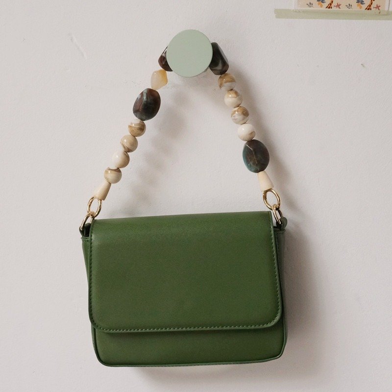 Fashionable Handmade Irregular Beads Mobile Phone Strap Bag Handheld Chain Beige Acrylic Beaded Cellphone Lanyard Chain 42cm