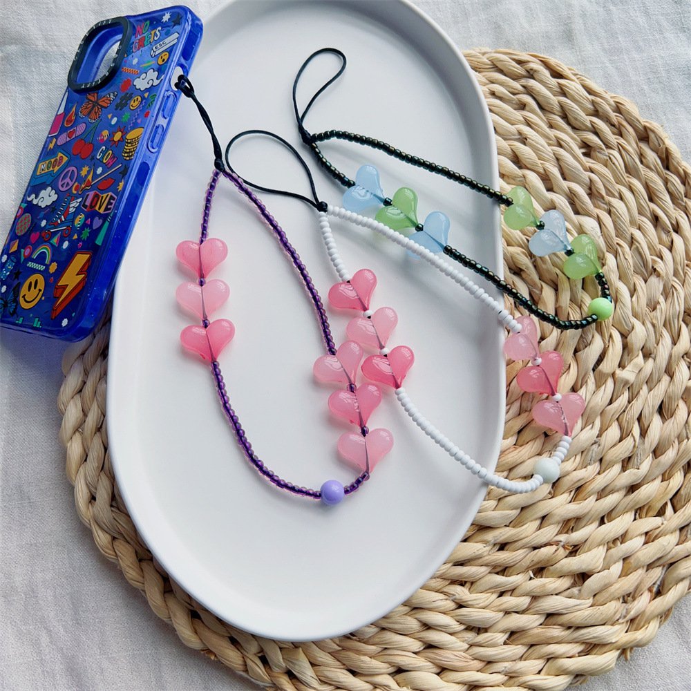 KKBEAD Japanese Korean mobile phone chain acrylic love anti loss mobile phone rope