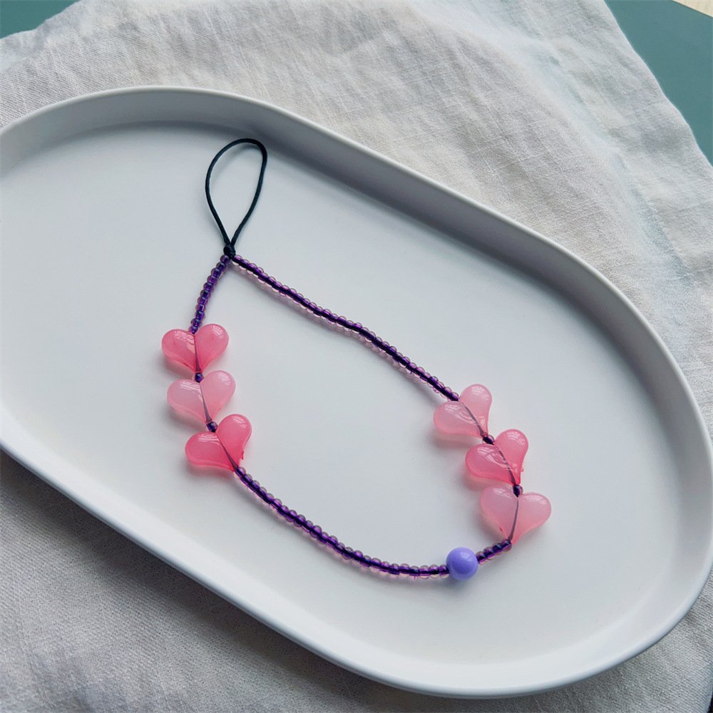 KKBEAD Japanese Korean mobile phone chain acrylic love anti loss mobile phone rope