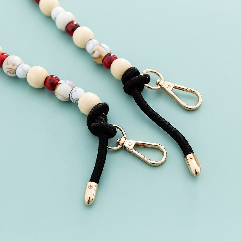 New Wooden Beads Cell Phone Chain Strap Acrylic Beaded Mobile Phone Chain Lanyard Long Smartphone Strap 120cm