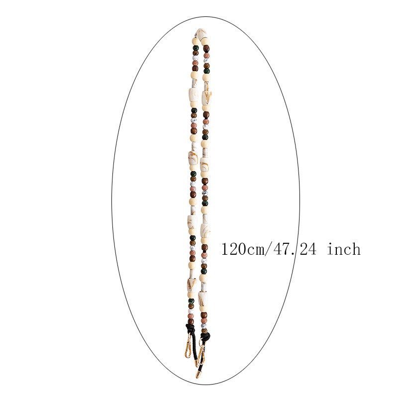 New Wooden Beads Cell Phone Chain Strap Acrylic Beaded Mobile Phone Chain Lanyard Long Smartphone Strap 120cm