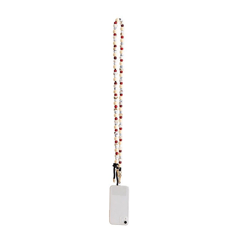 New Wooden Beads Cell Phone Chain Strap Acrylic Beaded Mobile Phone Chain Lanyard Long Smartphone Strap 120cm
