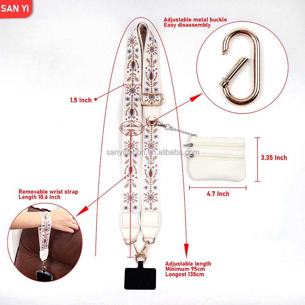 New phone strap portable phone case small zippered purse detachable crossbody strap for mobile phones