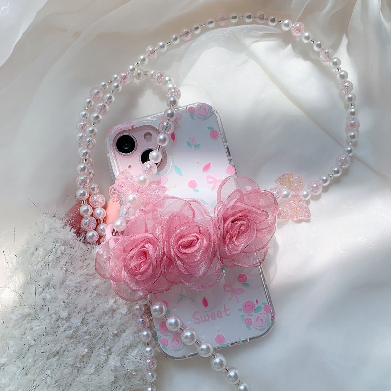 3D Flower phone case holder with Chain Accessories for Universal Phone Case Back Cover