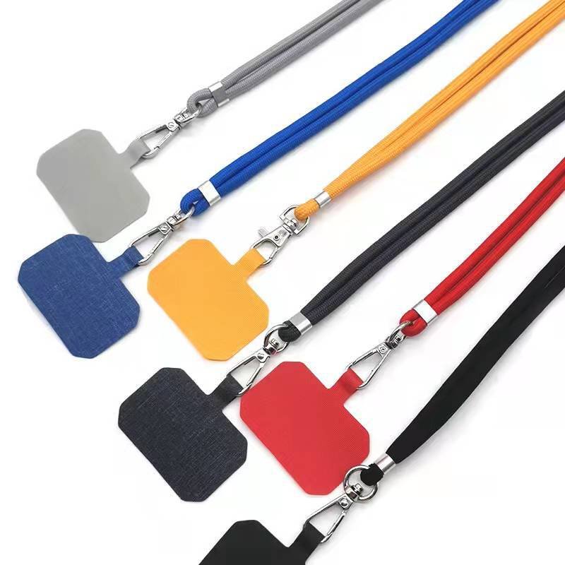 phone strap with patch in mix color order Adjustable fashion style crossbody polyester mobile phone lanyard strap