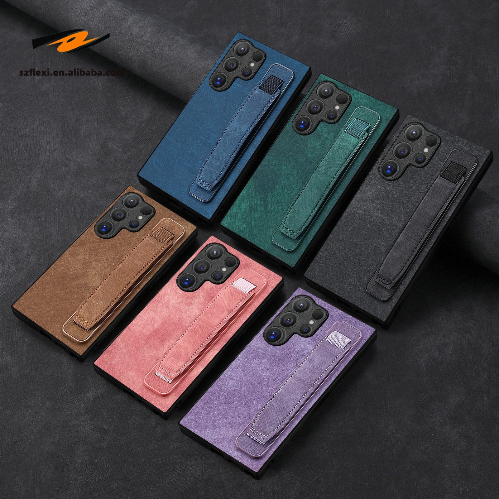 Holder Design Wrist Strap PU Leather Phone Case For Samsung Galaxy S24 Ultra S23 S22 S21 S20 FE Note 20 A12 51 Phone Cover