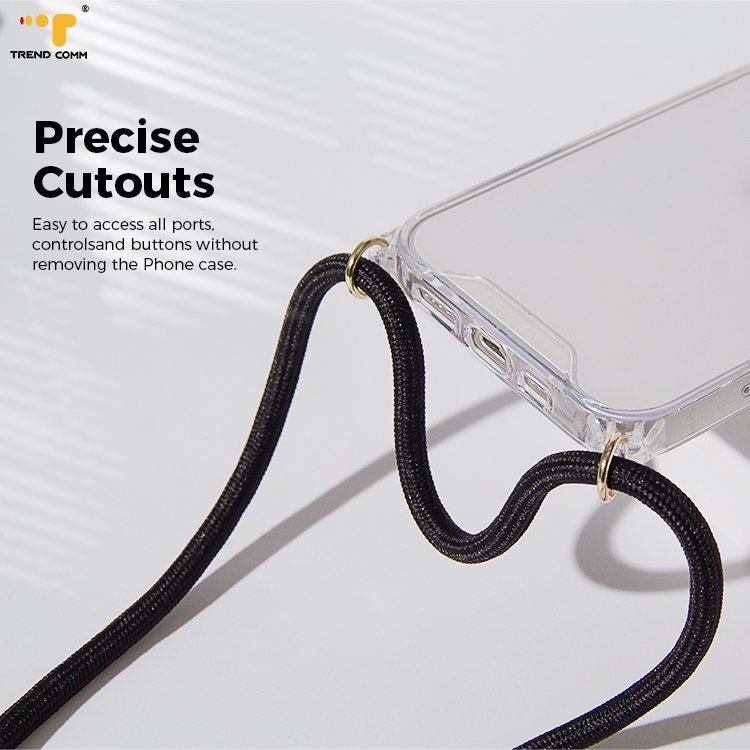 2024 For iPhone 11 12 13 14 15 Stock Wholesale Cellphone Strap Phone Holder Anti Fall Transparent Case With Camera Protection