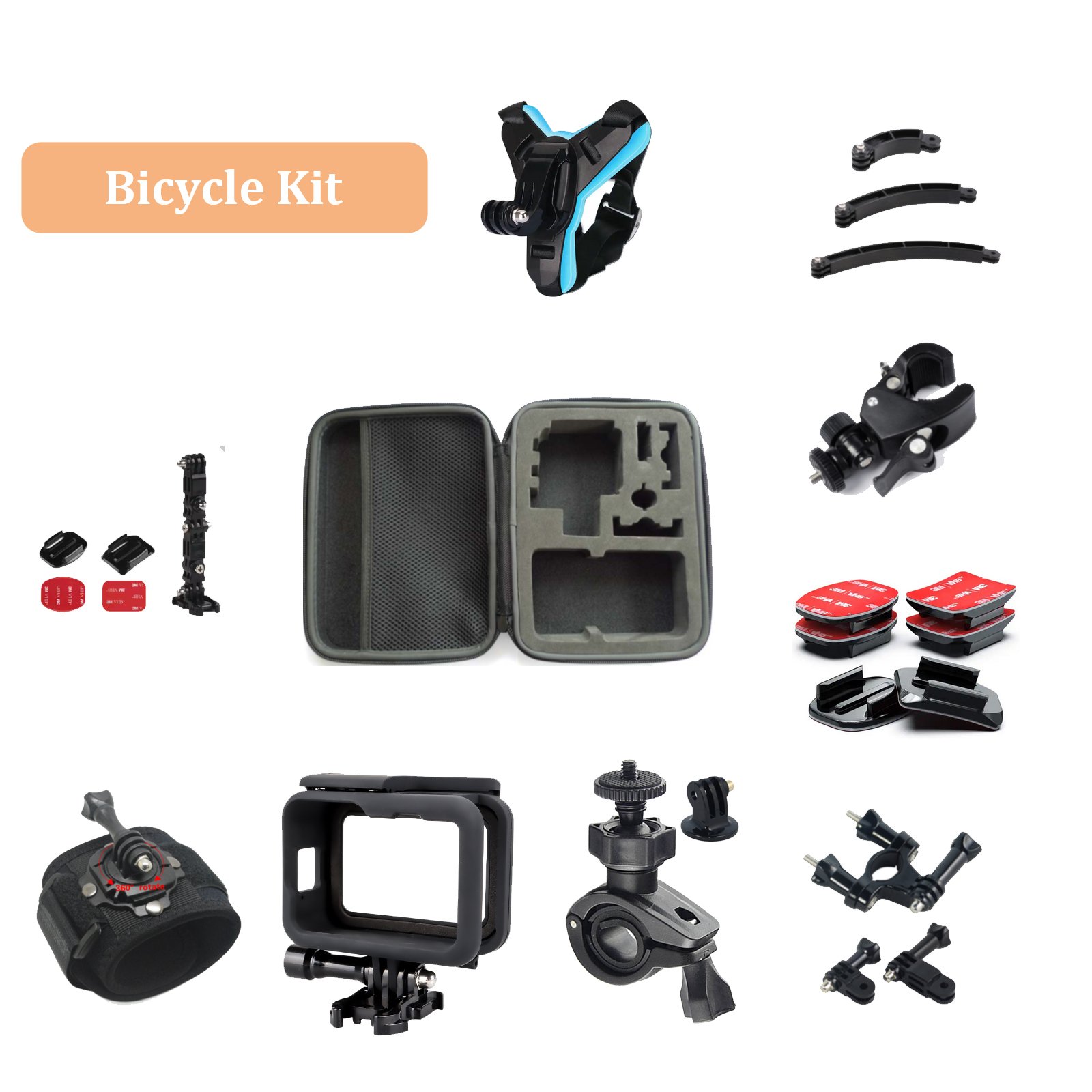 Factory custom logo mobile phone chest strap harness motorcycle helmet extension arm bike mount accessory kit for gopro insta360